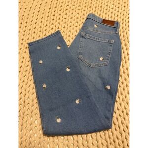 Hollister Ultra High Rise Straight Jeans Embroidered Roses Light Wash Size 27